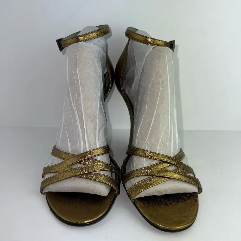 Sigerson Morison • Bronze Dress Wedge Sandals w/ New York Patent